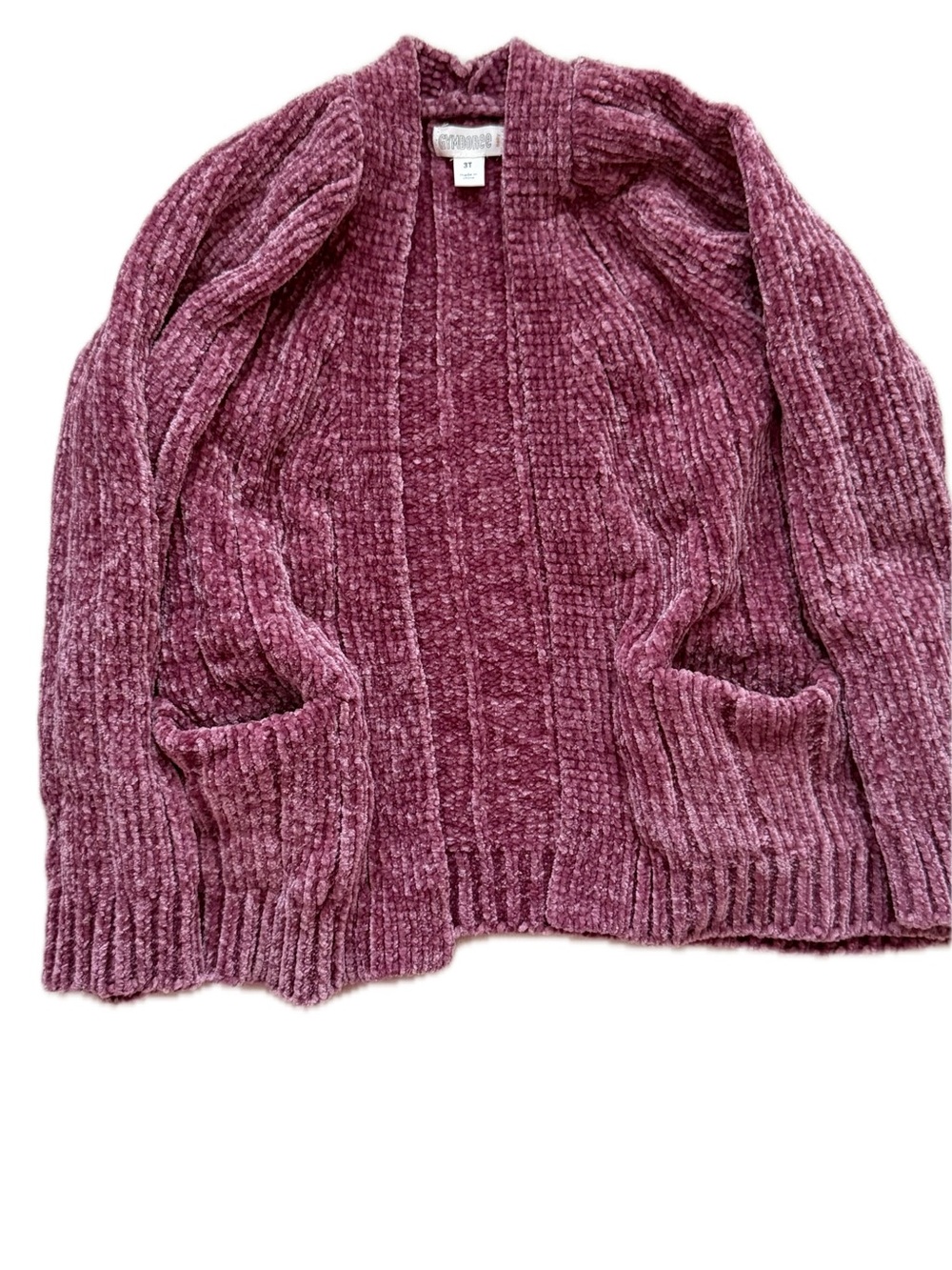 Gymboree Girls Chenille Cardigan Sweater Mauve Size 3T EUC
